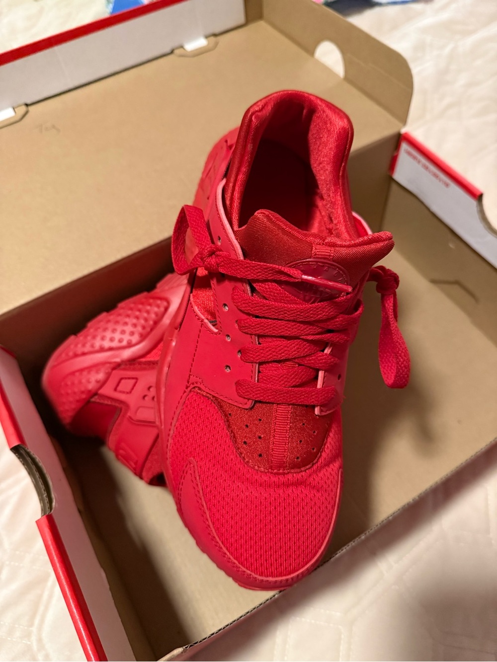 Nike Huarache Kids All-Red Lace-Up Sneakers